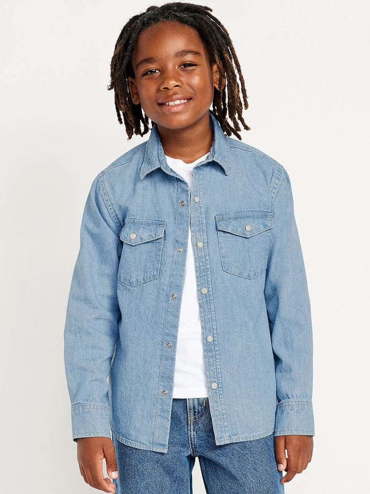 Long-Sleeve Pocket Jean Shirt for Boys