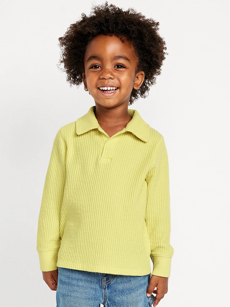Long-Sleeve Collared Thermal-Knit Shirt for Toddler Boys