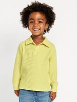 Long-Sleeve Collared Thermal-Knit Shirt for Toddler Boys