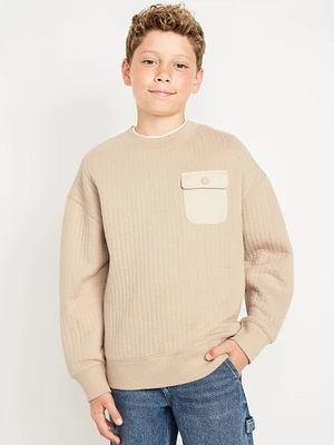 Oversized Quilted Fleece Utility Pocket Sweatshirt for Boys