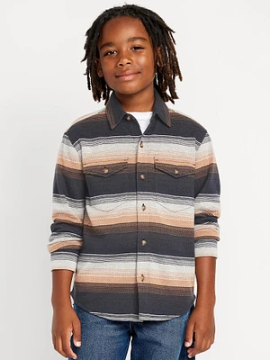 Printed Long-Sleeve Jacquard-Knit Pocket Shirt for Boys