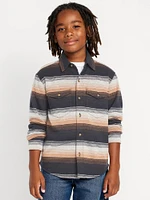 Printed Long-Sleeve Jacquard-Knit Pocket Shirt for Boys