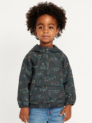 Oversized Water-Resistant Half-Zip Hooded Jacket for Toddler Boys