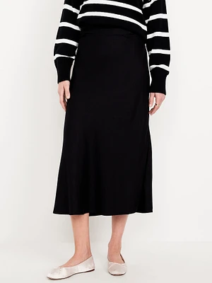 High-Waisted Crepe Midi Skirt