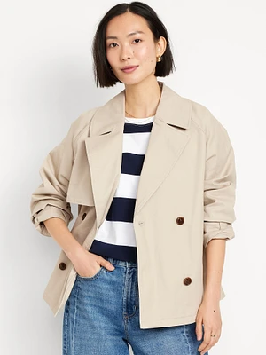 Double-Breasted Short Trench Coat