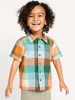 Short-Sleeve Textured Dobby Shirt for Toddler Boys