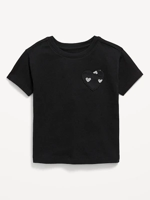 Short-Sleeve Heart-Pocket T-Shirt for Toddler Girls