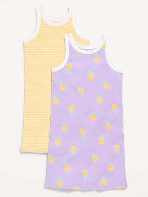 Printed Sleeveless Ribbed Dress 2-Pack for Girls