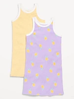 Printed Sleeveless Ribbed Dress 2-Pack for Girls