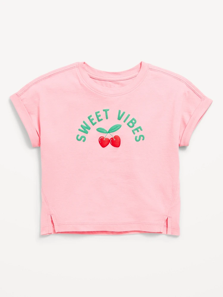 Loose Short-Sleeve Graphic T-Shirt for Toddler Girls