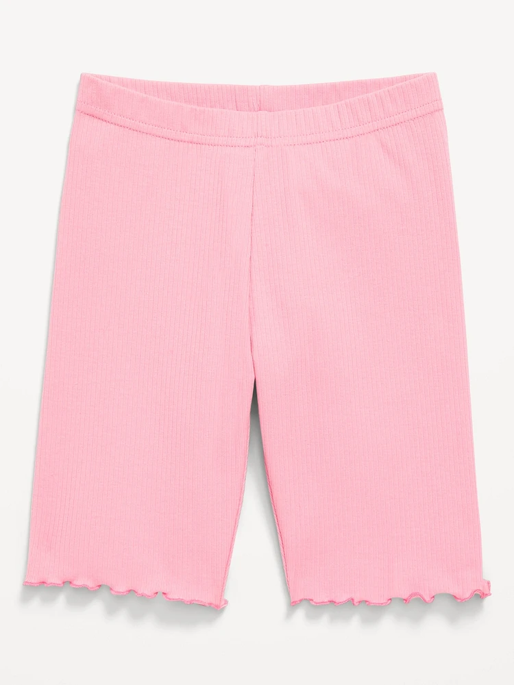 Long Ribbed Lettuce-Edge Biker Shorts for Girls