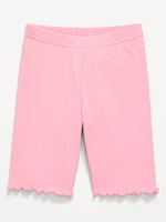 Long Ribbed Lettuce-Edge Biker Shorts for Girls