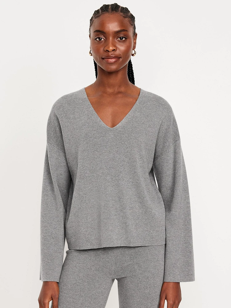 Bell-leeve V-Neck weater
