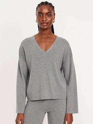 Bell-leeve V-Neck weater