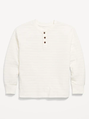 Cozy-Knit ong-Sleeve Henley T-Shirt for Boys