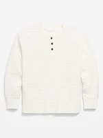 Cozy-Knit ong-Sleeve Henley T-Shirt for Boys