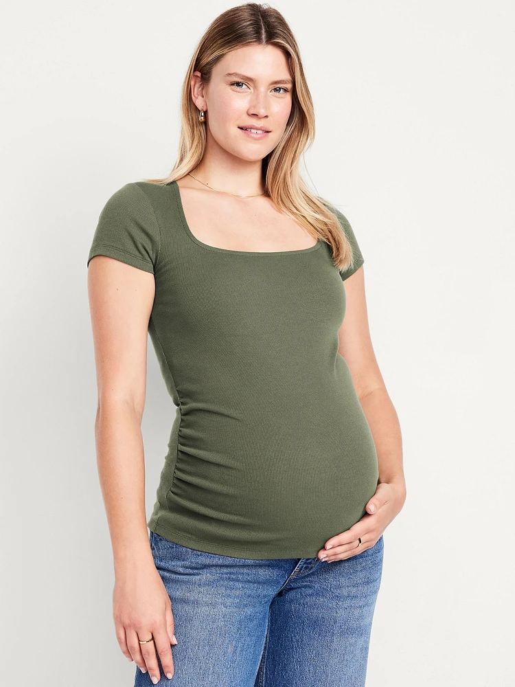 Maternity Square-Neck Ribbed Top