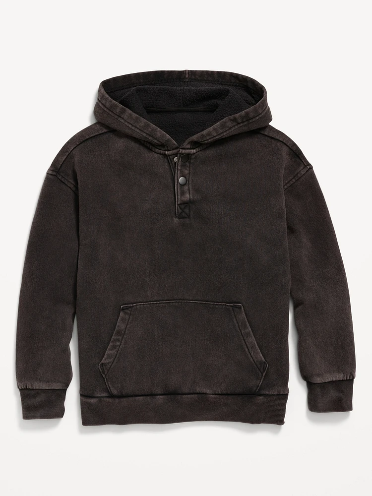 Oversized Fleece Henley Hoodie for Boys