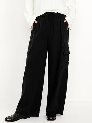 Extra High-Waisted Drapey Cargo Super Wide-Leg Pants