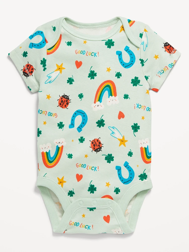 Unisex Printed Short-Sleeve Bodysuit for Baby