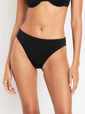 Mid-Rise Textured Bikini Swim Bottoms