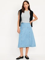 Mid-Rise Jean Midi Skirt