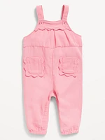 Scallop-Trim Overalls for Baby