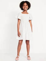 Flutter-Sleeve Fit and Flare Dress for Girls