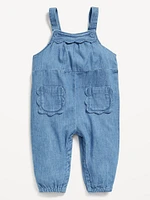 Scallop-Trim Overalls for Baby