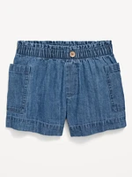 Loose Utility Jean Shorts for Girls