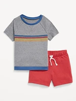 Raglan-Sleeve Jersey-Knit T-Shirt and Shorts Set for Baby