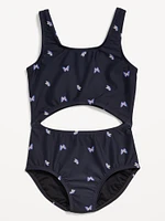 Printed Cutout One-Piece Swimsuit for Girls