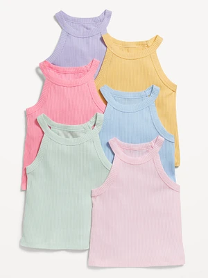 Fitted Halter Tank Tops 6-Pack for Toddler Girls