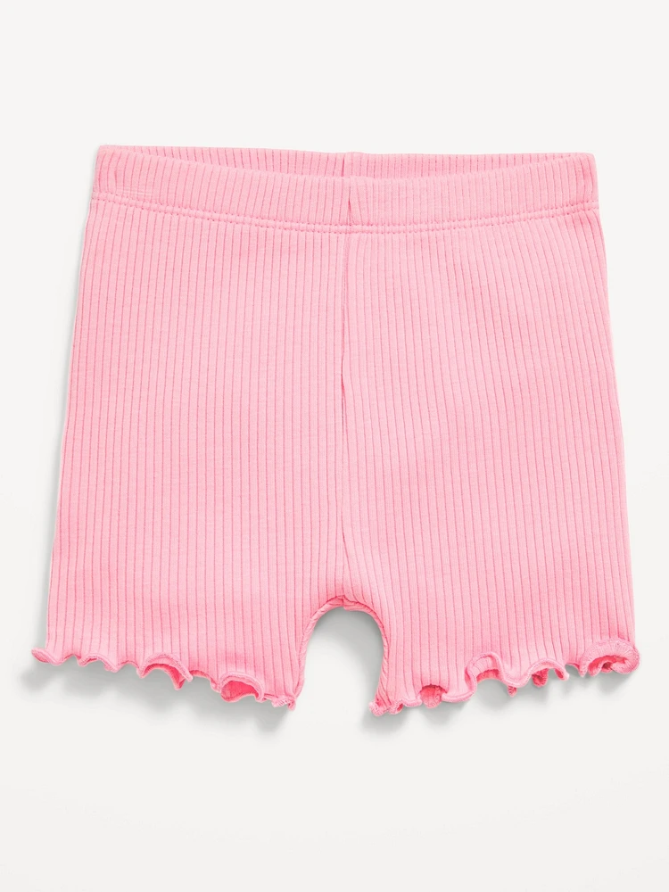 Ribbed Lettuce-Edge Biker Shorts for Baby