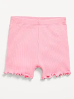 Ribbed Lettuce-Edge Biker Shorts for Baby