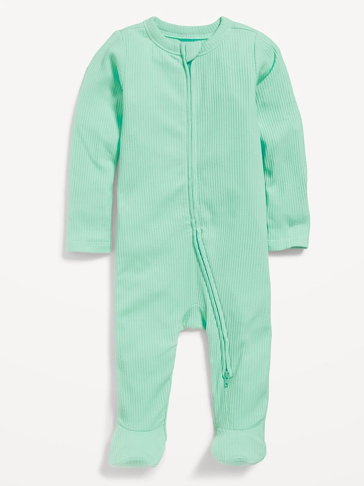Ribbed 2-Way-Zip Sleep & Play Footed One-Piece for Baby