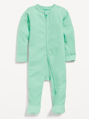 Ribbed 2-Way-Zip Sleep & Play Footed One-Piece for Baby