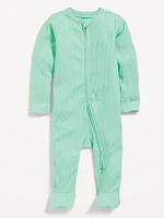 Ribbed 2-Way-Zip Sleep & Play Footed One-Piece for Baby