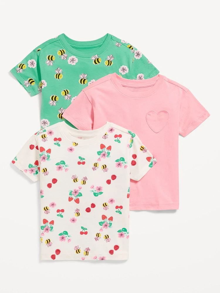 Short-Sleeve T-Shirt Variety 3-Pack for Toddler Girls