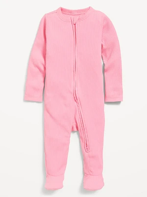 Ribbed 2-Way-Zip Sleep & Play Footed One-Piece for Baby