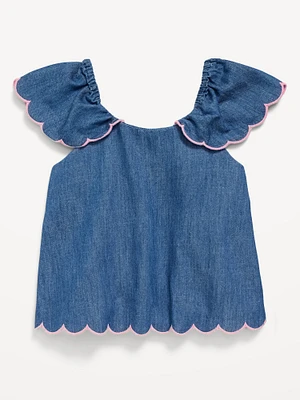 Short-Sleeve Scallop-Trim Top for Toddler Girls