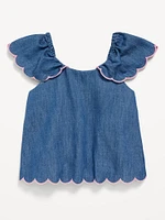 Short-Sleeve Scallop-Trim Top for Toddler Girls