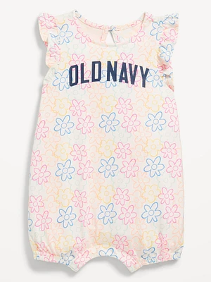 Sleeveless Printed Logo-Graphic One-Piece Romper for Baby