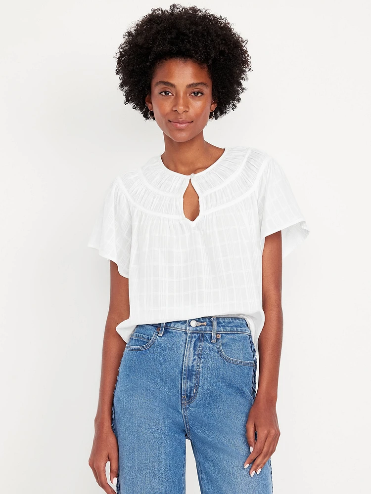 Flutter-Sleeve Dobby Top