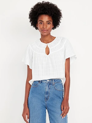 Flutter-Sleeve Dobby Top