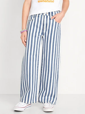 Printed High-Waisted Baggy Wide-Leg Jeans for Girls