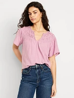 Flutter-Sleeve Dobby Top