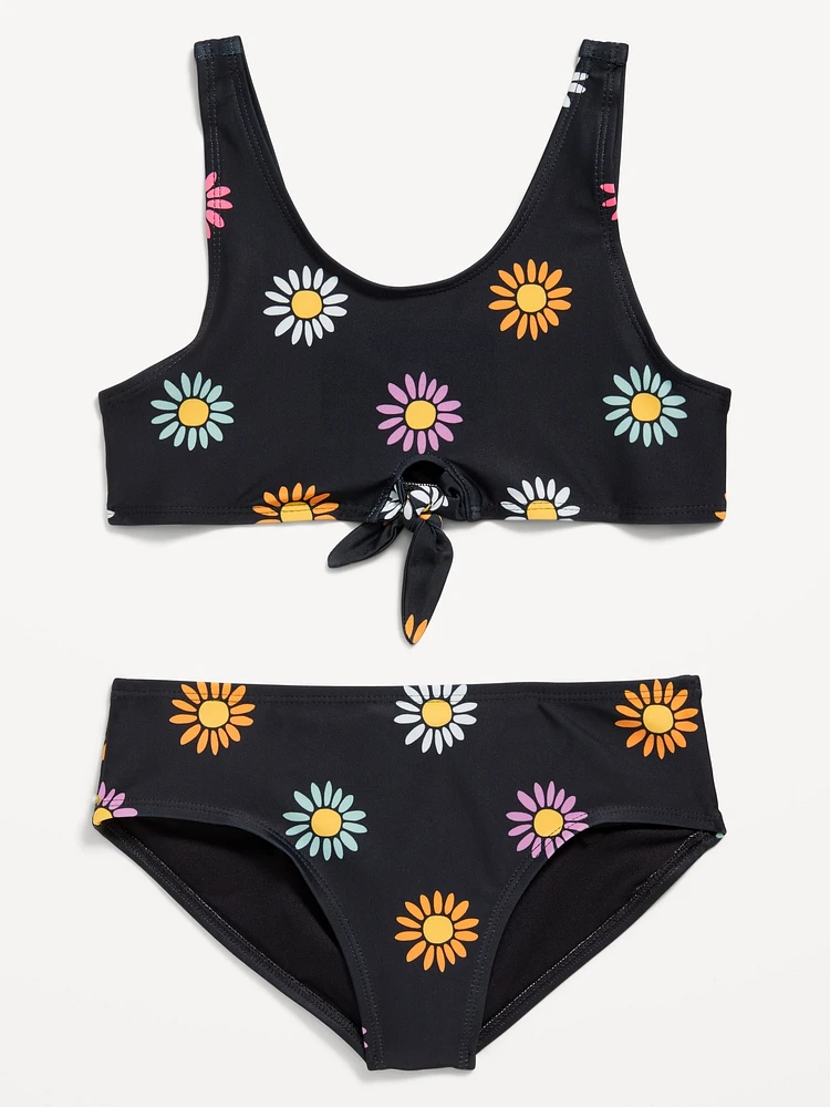 Printed Tie-Knot Bikini Swim Set for Girls