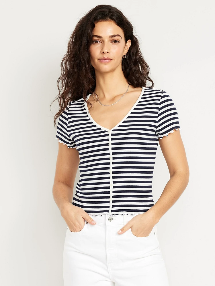 Striped Button-Down Top