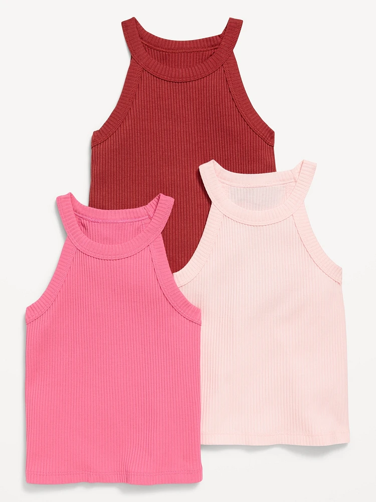 3-Pack Fitted Halter Tank Tops for Toddler Girls